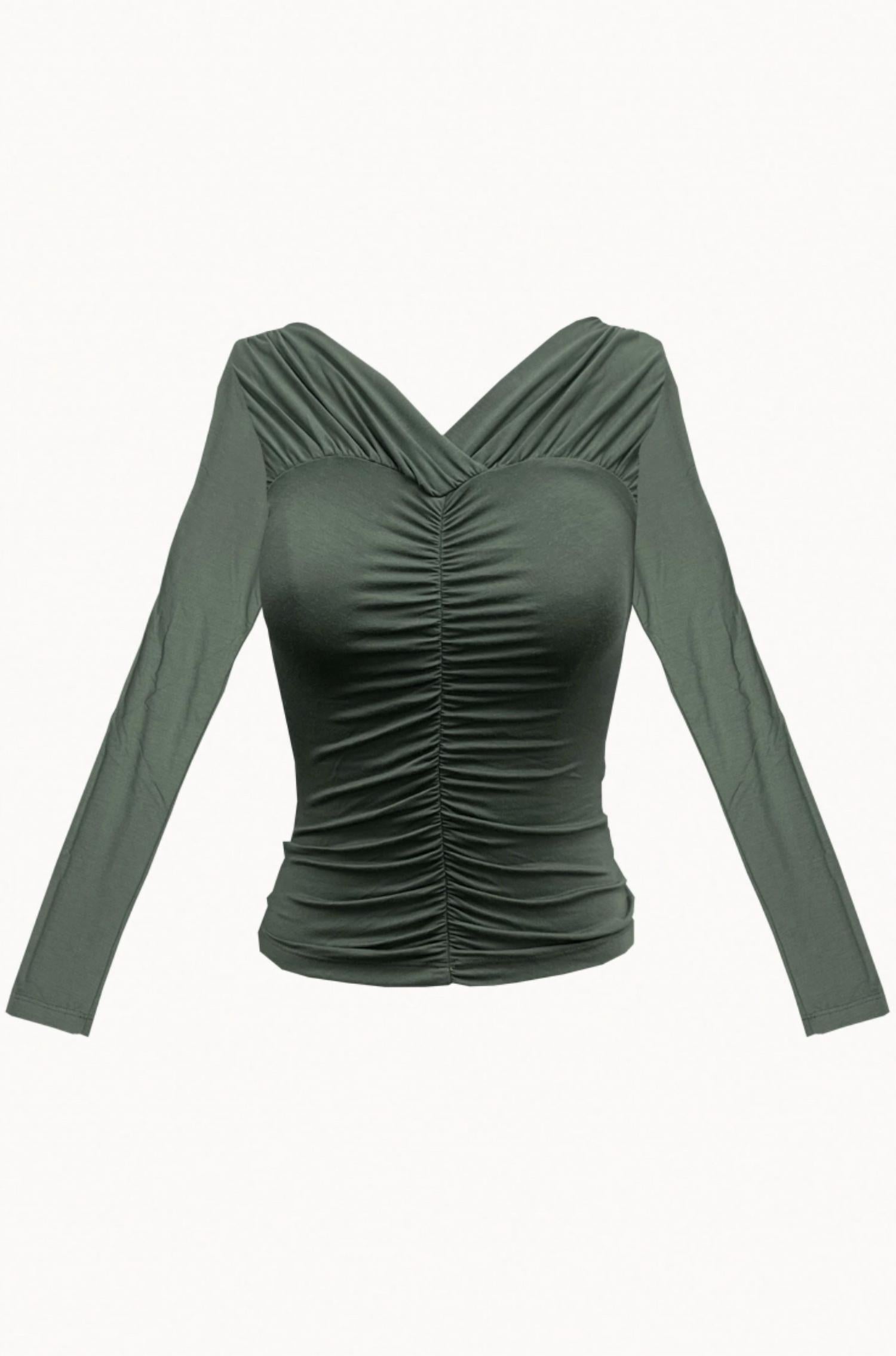 

Топ Verse Stretch-Modal Jersey со сборками в цвете Forest geel
