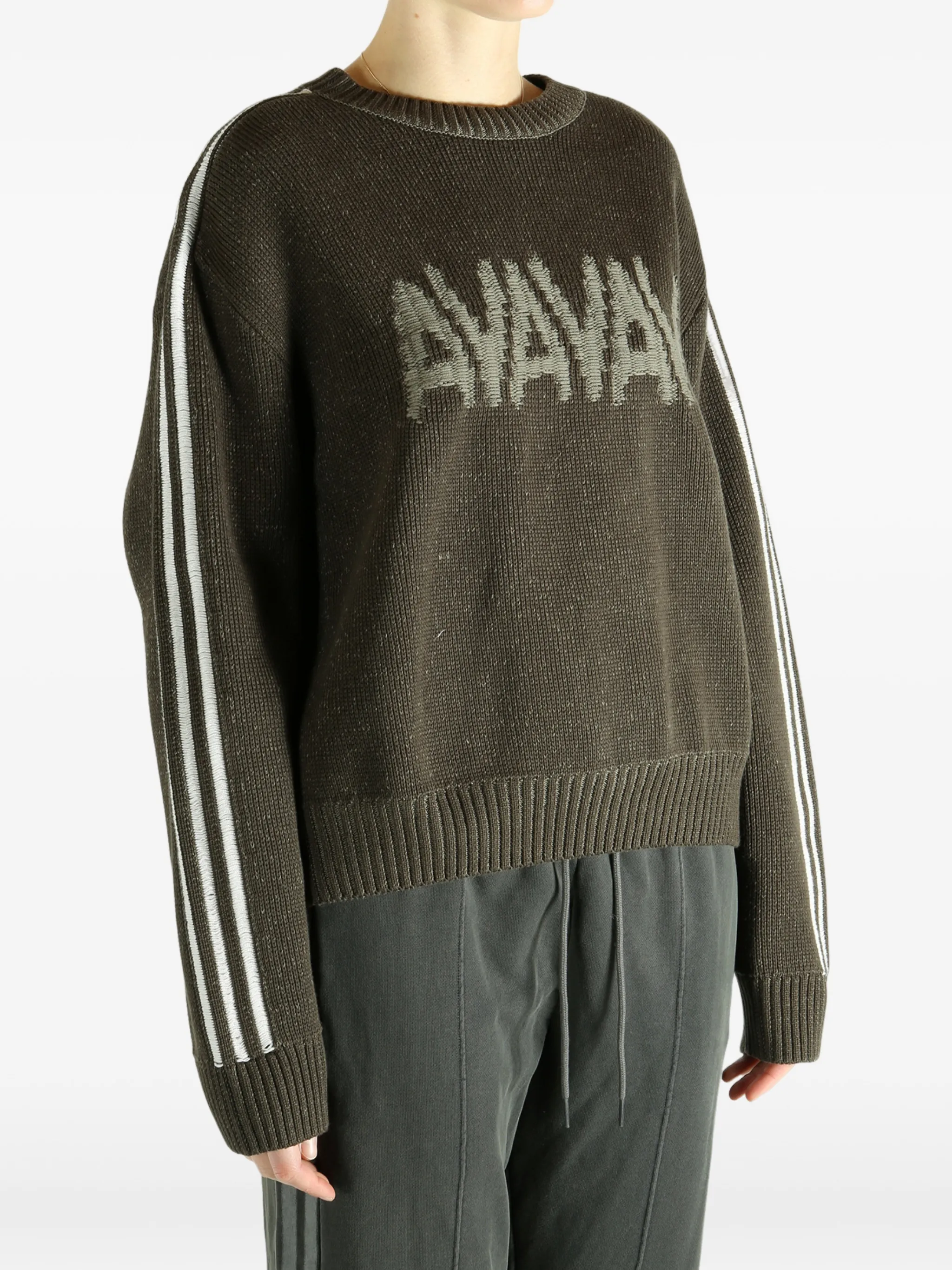 Свитер с полосками на рукавах Adidas, зеленый — фото 4
