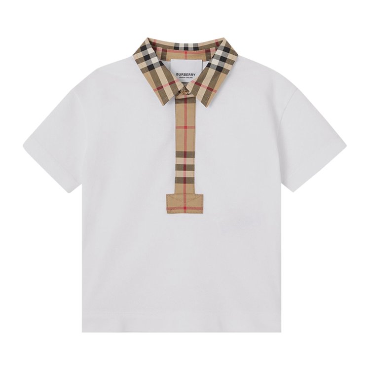 

Поло Burberry Kids Check Trim Short-Sleeve Polo Shirt, белый