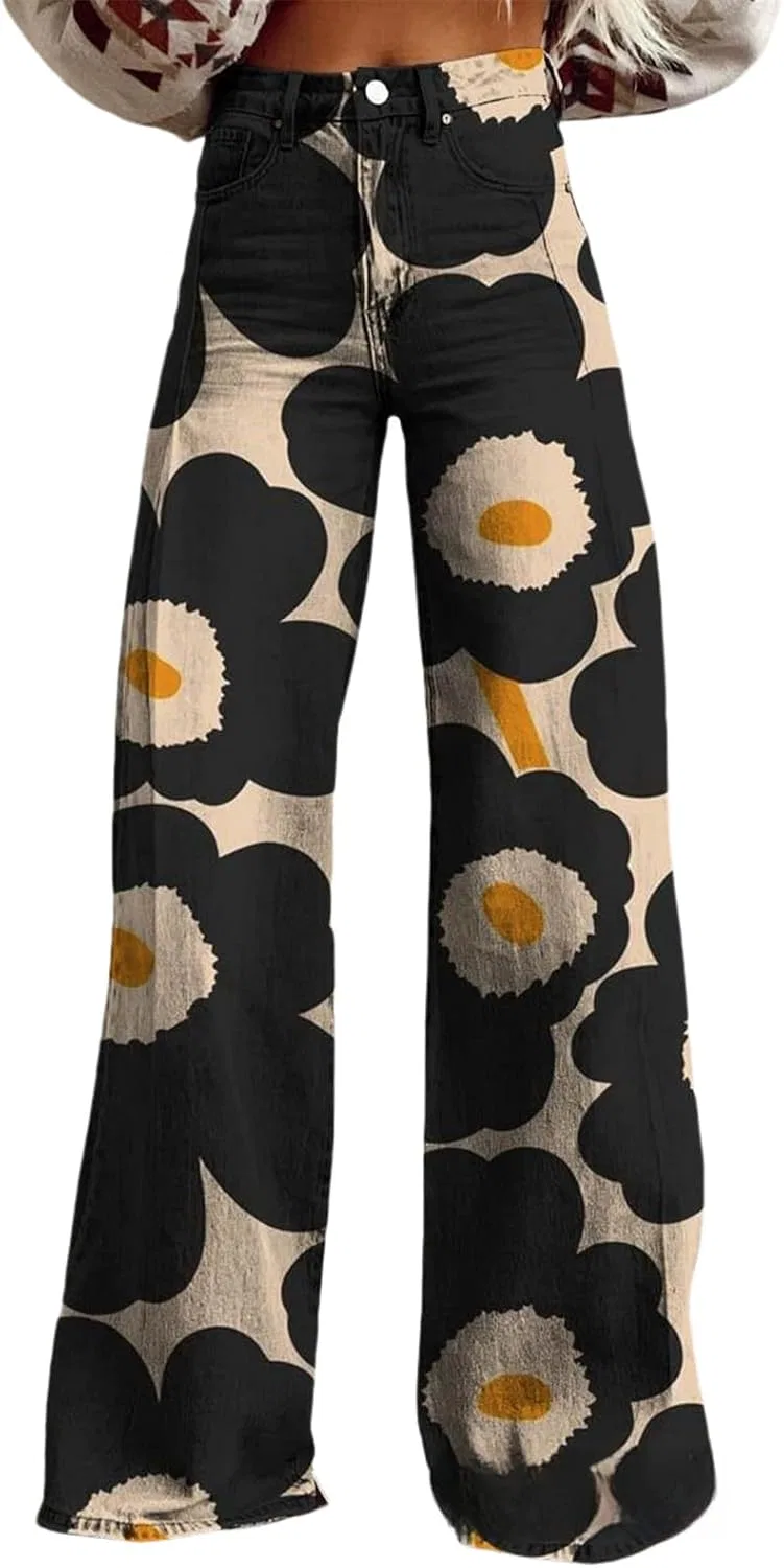 Джинсы baggy floral print, цвета20