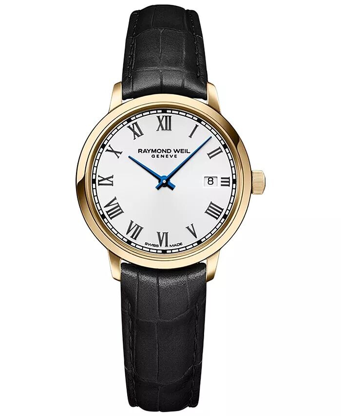 

Женские швейцарские часы Toccata с черным кожаным ремешком, 29 мм Raymond Weil