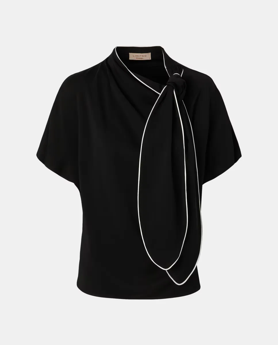 

Женский топ с коротким рукавом и шнуровкой Woman Limited El Corte Inglés, черный