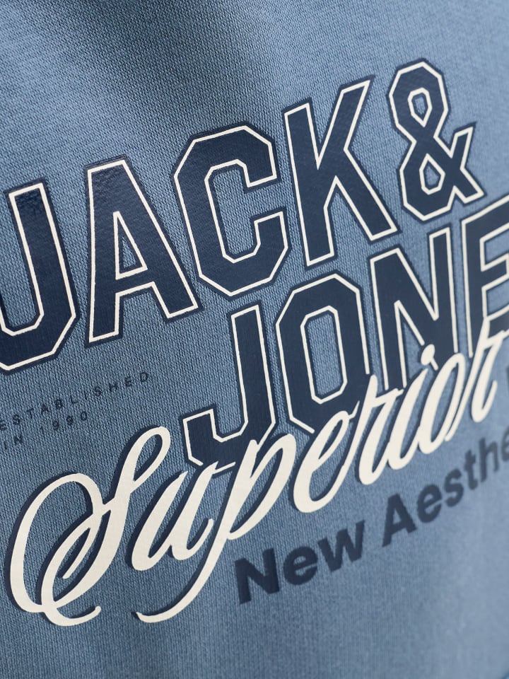 JACK & JONES Junior Толстовка с капюшоном JJELOGO SWEAT HOOD JNR в цвете «синий мираж» — фото 4