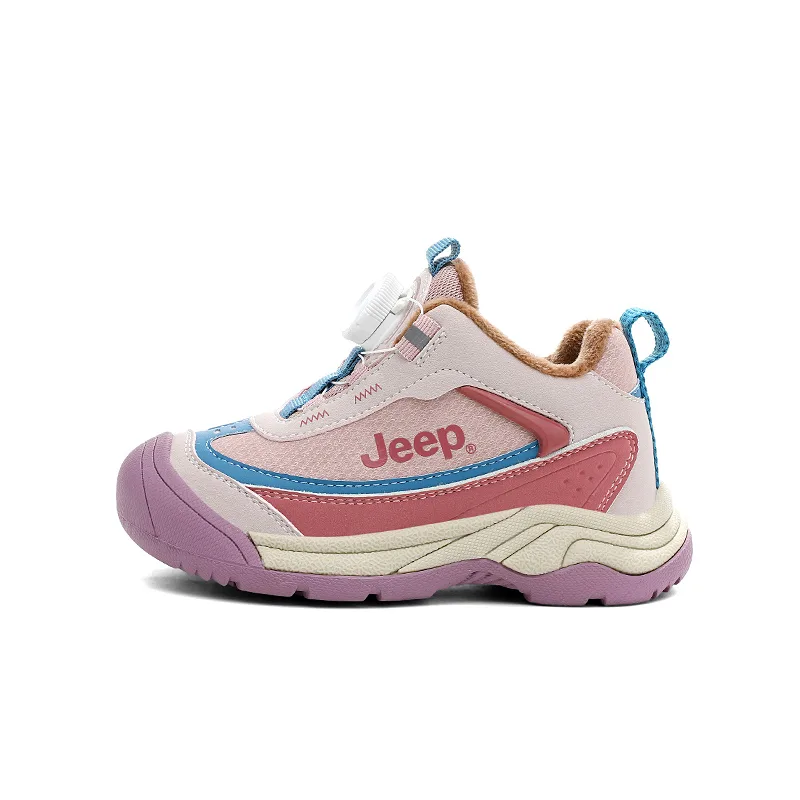 Детские кроссовки mid top для бега Jeep, Cherry Blossom Pink/Tide Evening Blue[Thickened and Fleece-Lined-Warm Lock Temperature]