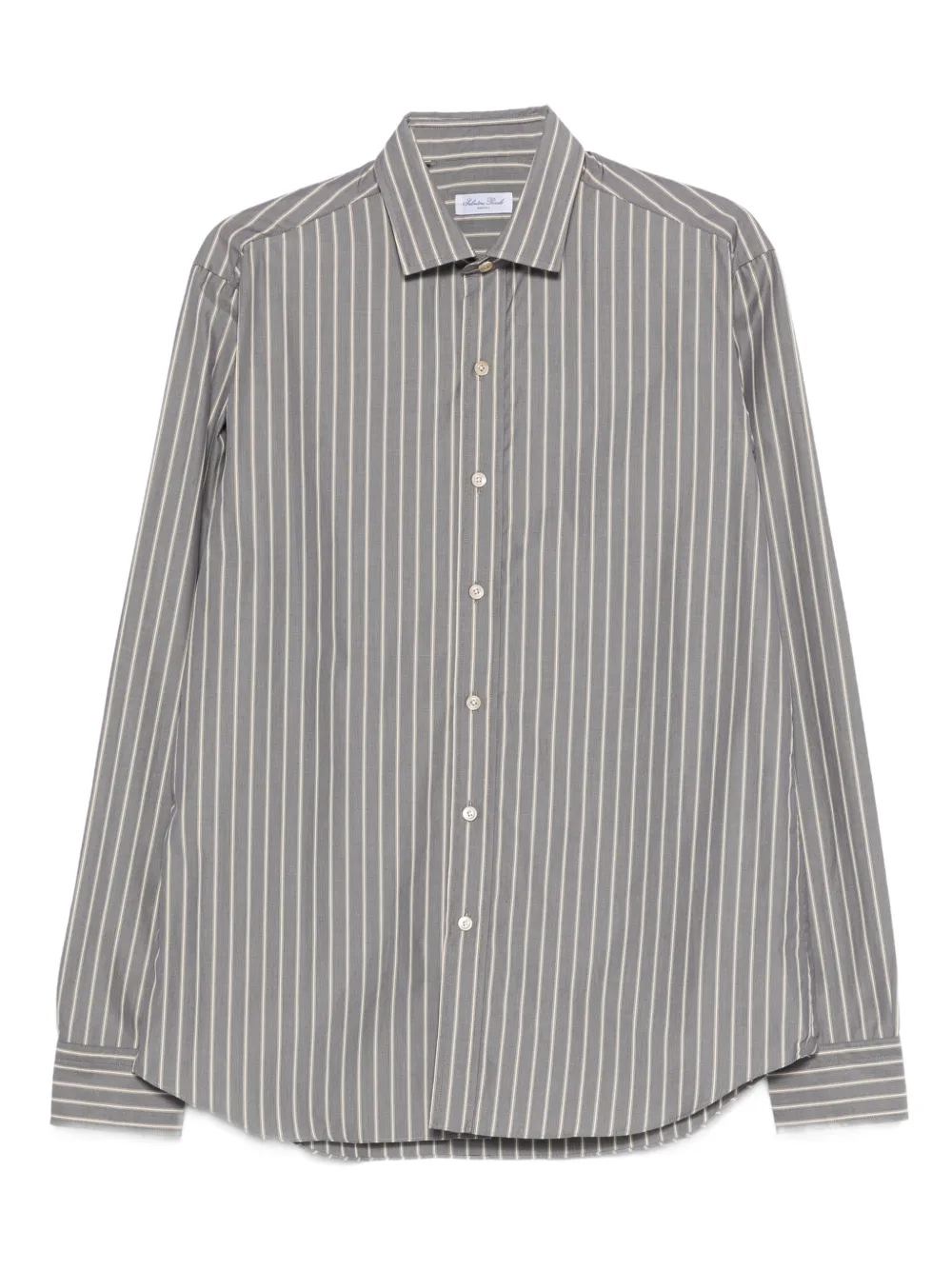 

Классическая рубашка в двойную полоску Salvatore Piccolo, серый