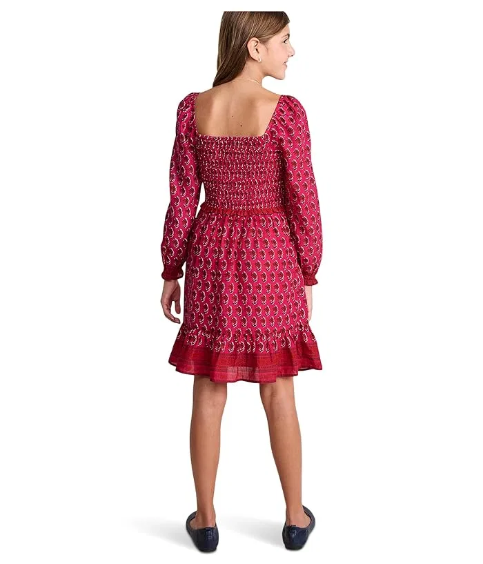 Платье с оборками Lena Vineyard Vines Kids, Poinsettia Blockpink — фото 2