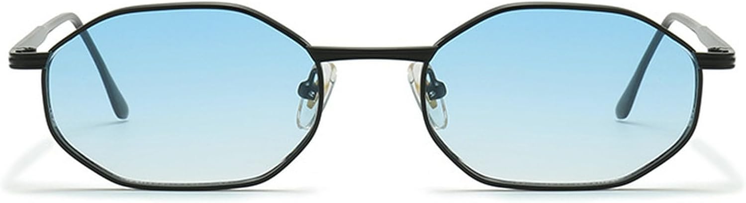 

Узкие многоугольные солнцезащитные очки для мужчин, модные прямоугольные солнцезащитные очки для женщин, маленькая металлическая квадратная оправа, солнцезащитные очки UV400 mincl, Black Blue