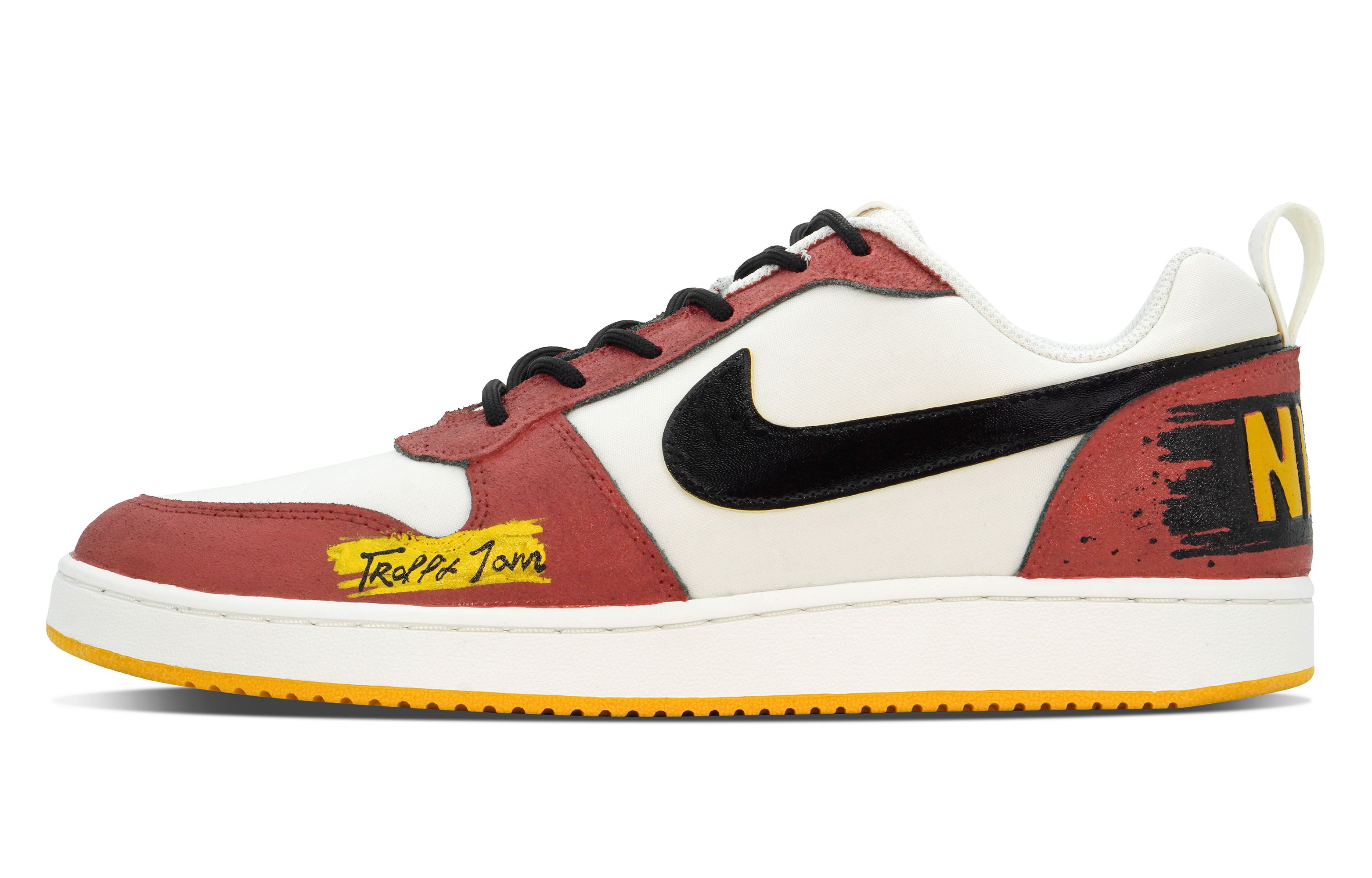 

Nike Кроссовки для скейтбординга Court Borough DEER Red Restricted Area с устойчивым к истиранию верхом, мужские, черно-бело-красные