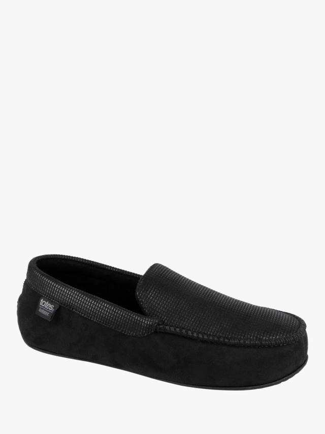 Мужские мокасины isotoner с квадратным рисунком smart moccasin slippers  totes, черный — фото 4