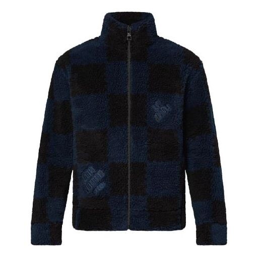 

Куртка x nigo2 crossover lv2 ss22 grid lamb's wool zipper stand collar jacket autumn blue Louis Vuitton, синий
