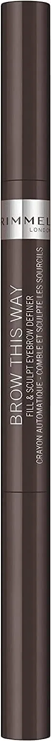 Карандаш для бровей Ri ммel Brow This Way 2 в 1 Fix & Sculpt Dark Brown Rimmel
