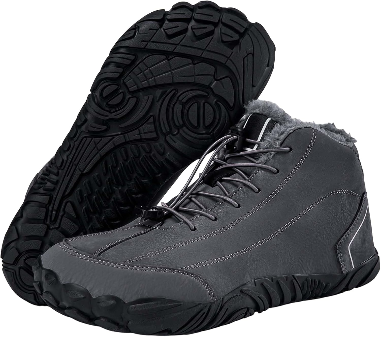 

Зимние ботинки barefoot с широким носком и меховой подкладкой Generic, темно-серый