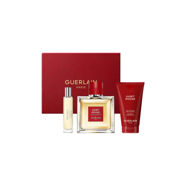 GUERLAIN Набор ароматов Full Red 2025 Christmas Collection Eau De Toilette для мужчин 100 мл+10 мл+75 мл, Three-Piece Set: Lemon Amber Perfume 100ml+Lemon Amber Perfume 10ml+Shower Gel 75ml