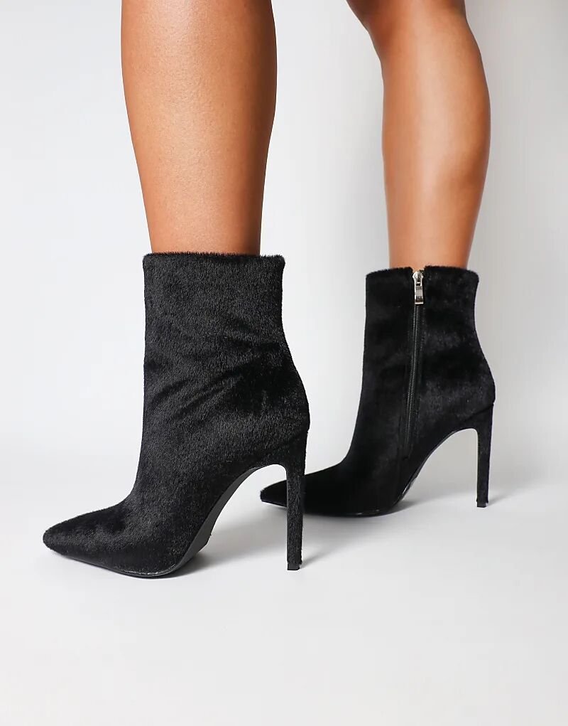 Ботильоны на каблуке SIMMI Shoes Harvie из искусственного волоса пони черного цвета