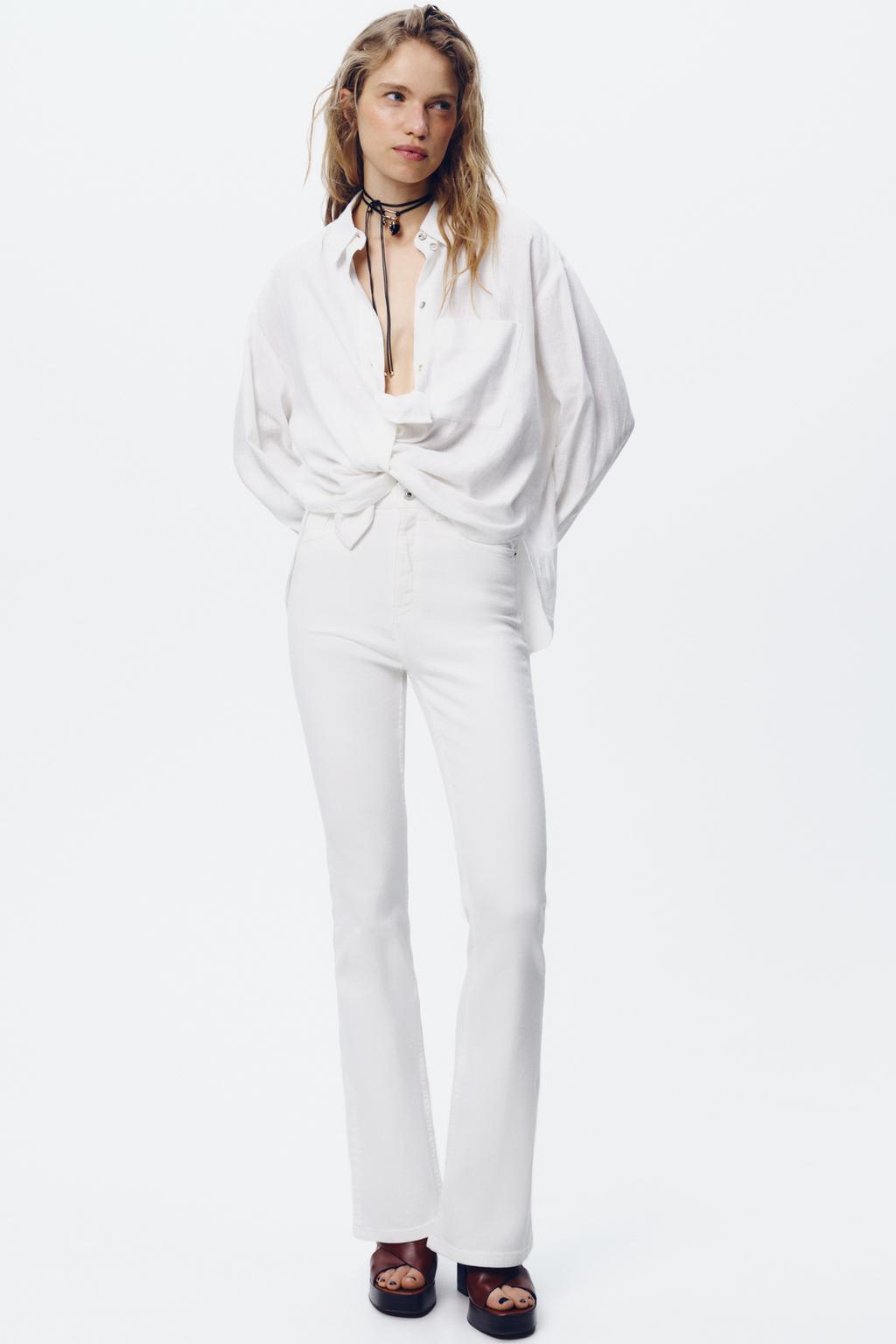 

Расклешенные джинсы с высокой талией z1975 ZARA, белый