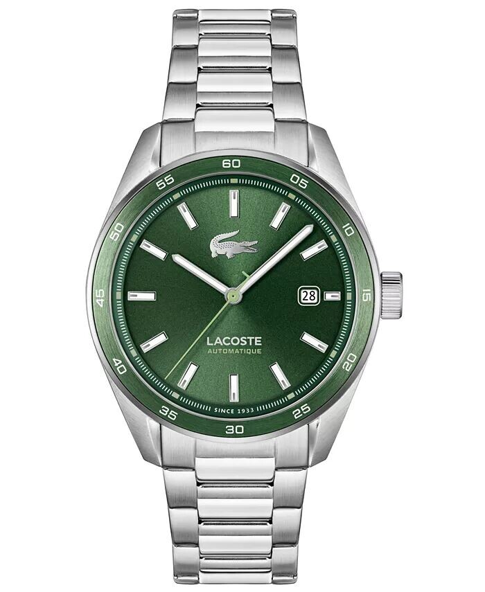 

Мужские часы Boston Automatique с серебряным браслетом из нержавеющей стали, 40 мм Lacoste