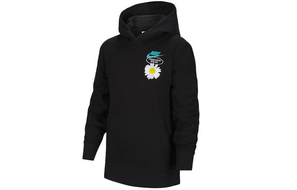 Толстовка solid color hooded flowers logo casual boy girls black Nike, черный — фото 2