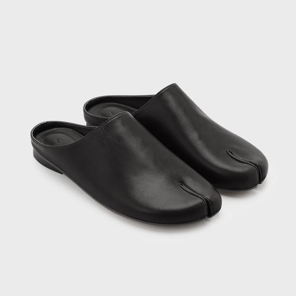 Мужские мюли Round Low Flat чёрные от Paes