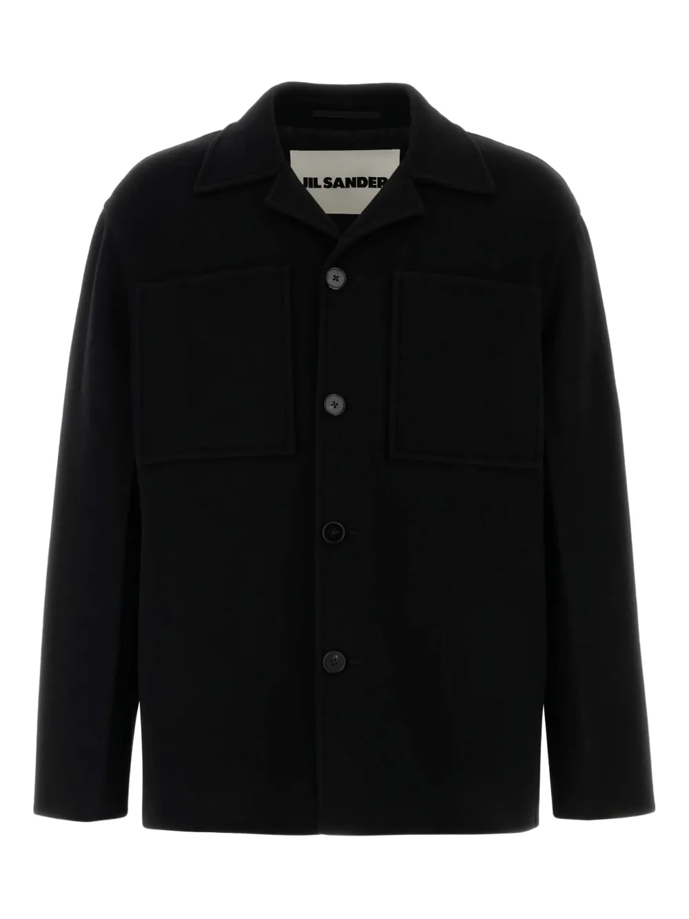 

Шерстяной кардиган с заостренным воротником JIL SANDER, черный