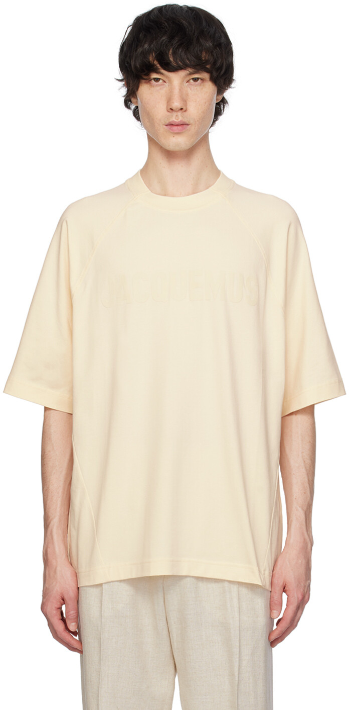

Бежевая футболка Les Classiques 'Le t-shirt Typo' Jacquemus