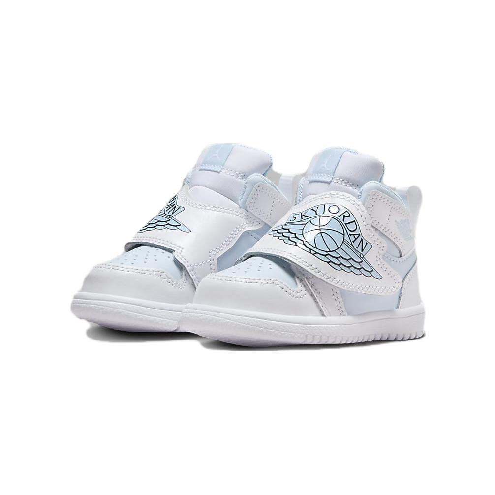 Нескользящие износостойкие высокие детские ботинки Blue White Jordan, синий белый — фото 4