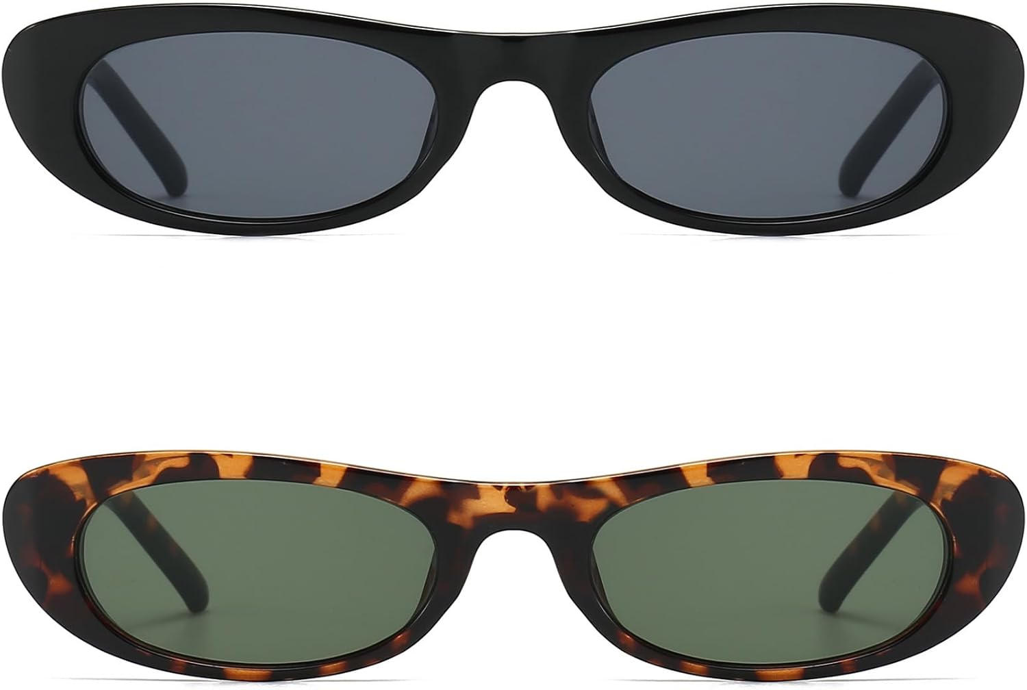 

Удлинённые узкие солнцезащитные очки «кошачий глаз» для женщин, ретро-очки в стиле 90-х, овальные солнцезащитные очки, модные маленькие чёрные очки BRMHDY, 2 Pack (Black/Grey+tortoise/G15)