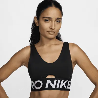 Спортивный бюстгальтер Nike Pro Indy Plunge, цвет Black/White/White — фото 4