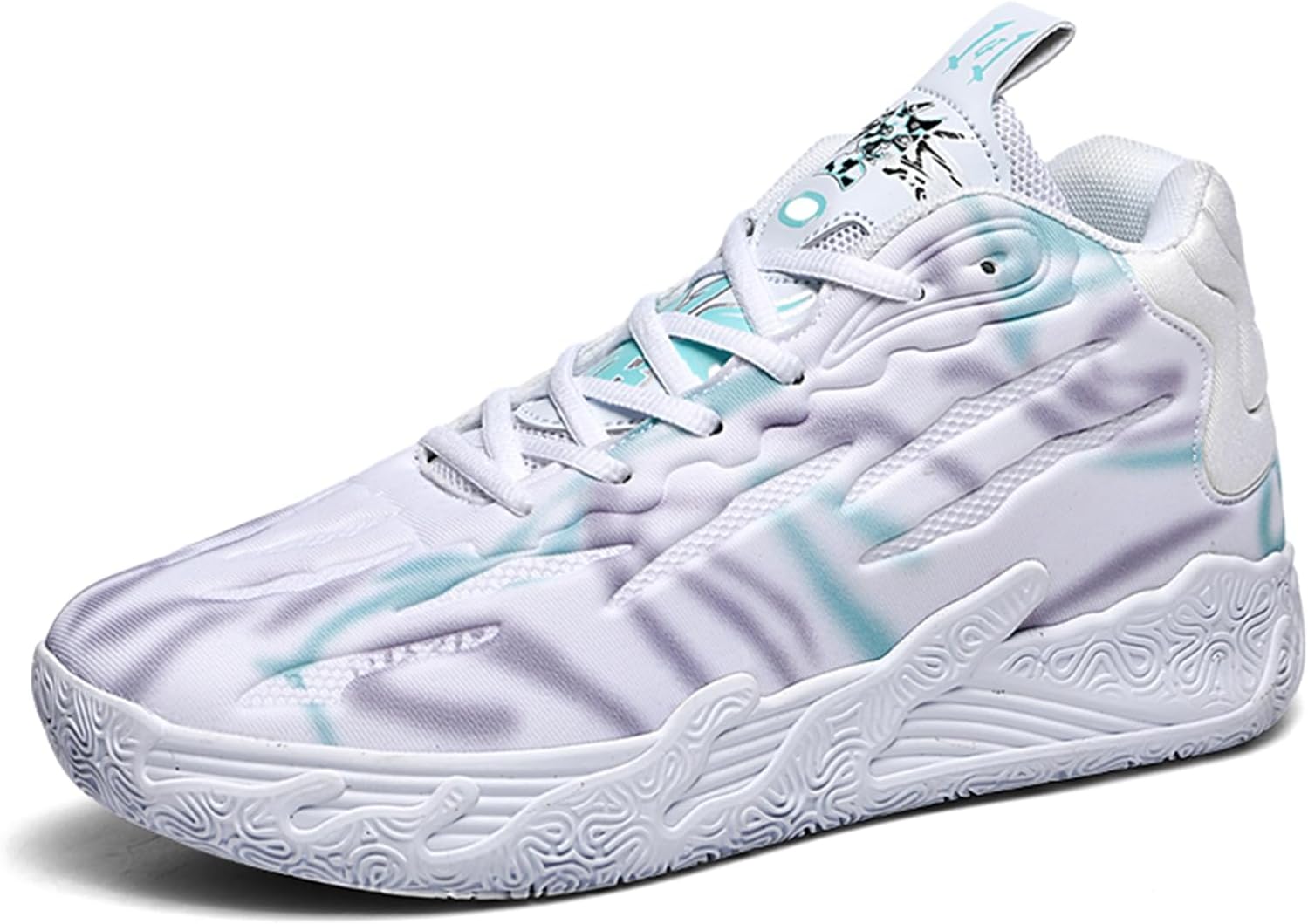 

Мужские высокие кеды в стиле граффити с толстой подошвой, амортизацией и комфортной шнуровкой, повседневные баскетбольные кроссовки, подходящие для кампуса, уличного баскетбола и бега Qaoterod, белый