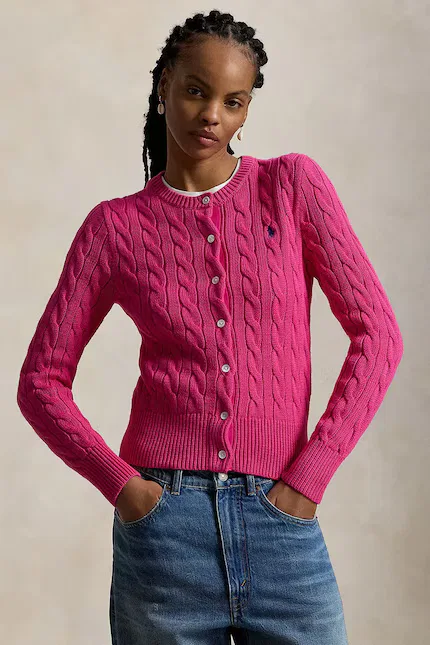 Кардиган вязаный из хлопка Polo Ralph Lauren, розовый