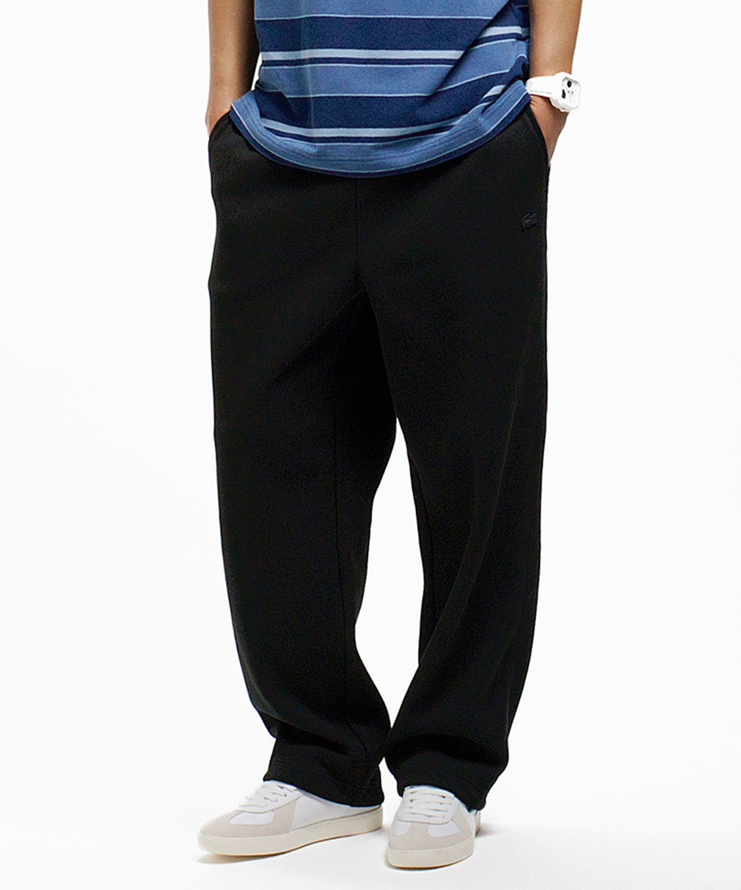 Большие спортивные штаны из пике / спортивные брюки LACOSTE, Black