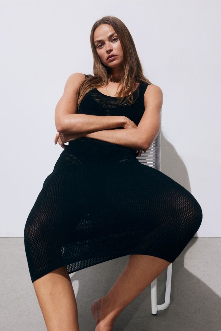 

Вязаное пляжное платье H&M, черный