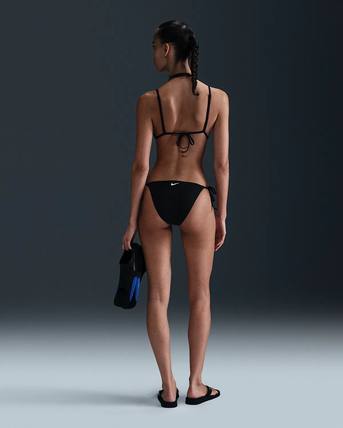 Женские плавки-бикини Nike Swim Effortless Essential с завязками, Black — фото 4