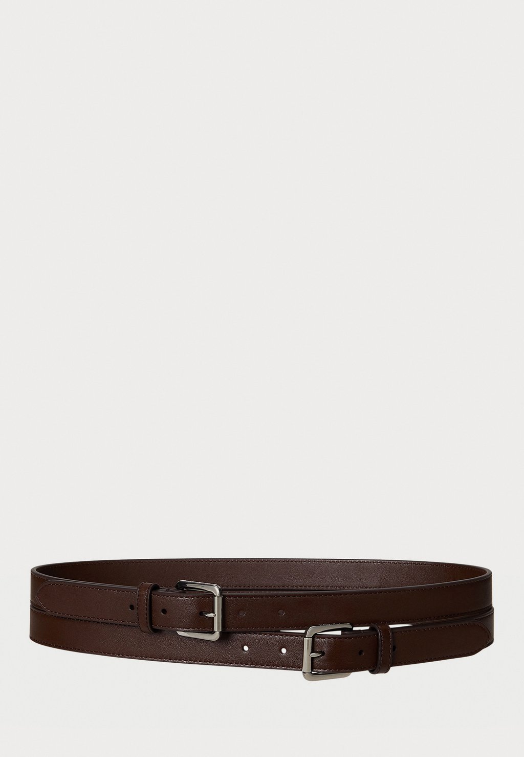 

Ремень Leather Double Buckle Stacked Wide Belt Lauren Ralph Lauren, темно-коричневый