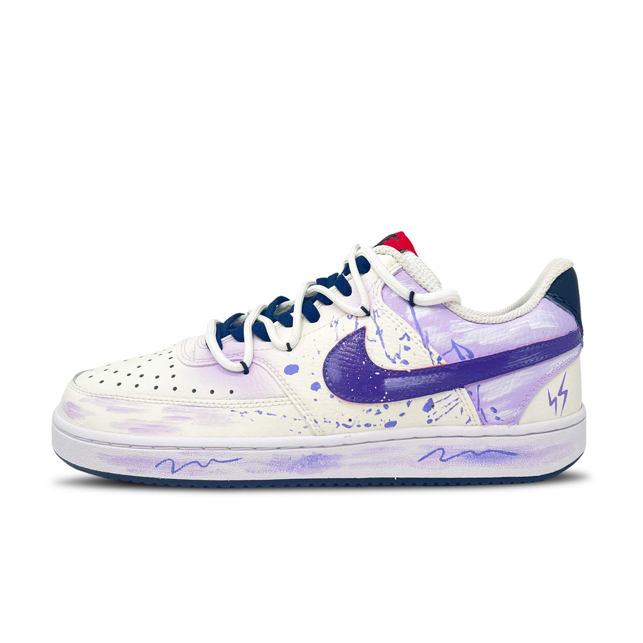 

Nike Кроссовки Court Vision 1 Purple Lightning Graffiti Coverage Low Top для скейтбординга, мужские, фиолетовые