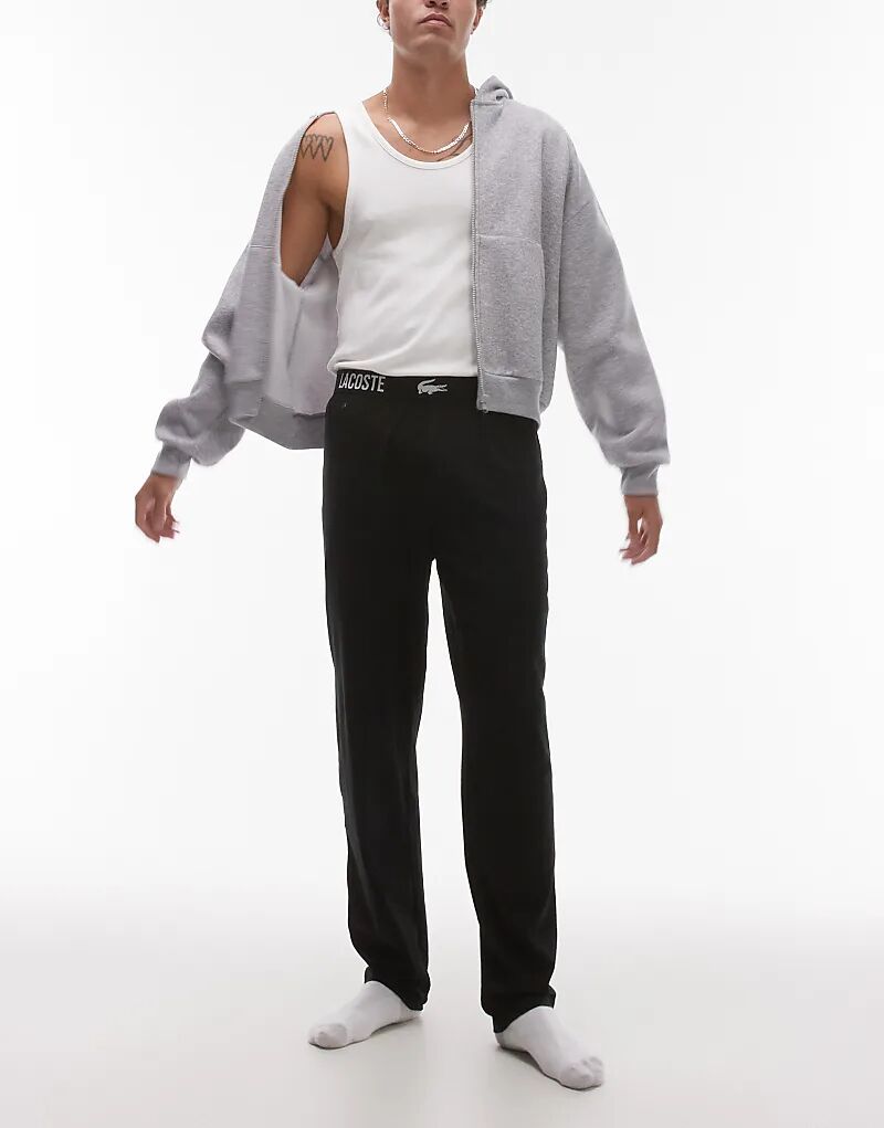 

Брюки для дома черного цвета с тесьмой на поясе Lacoste