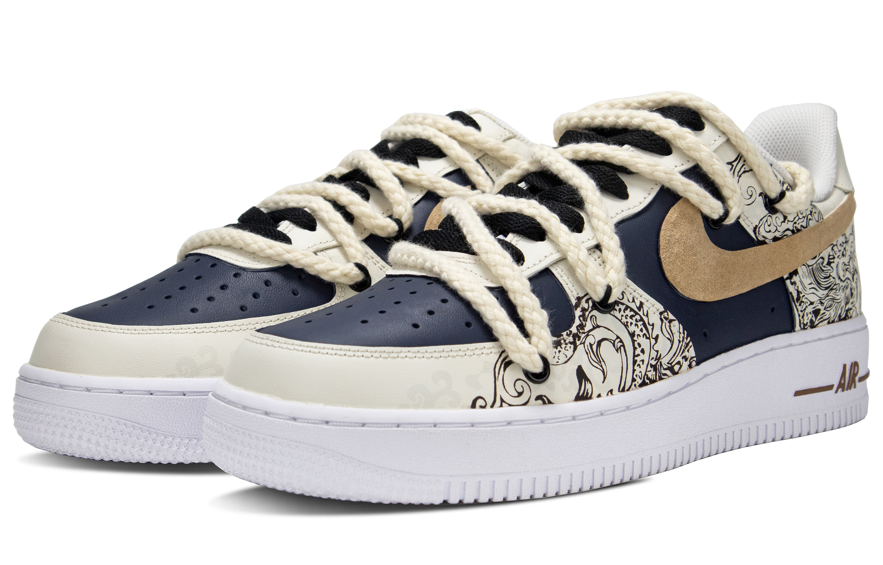 

Кроссовки Air Force 1 для скейтбординга, мужские, низкие, бежевый/синий Nike