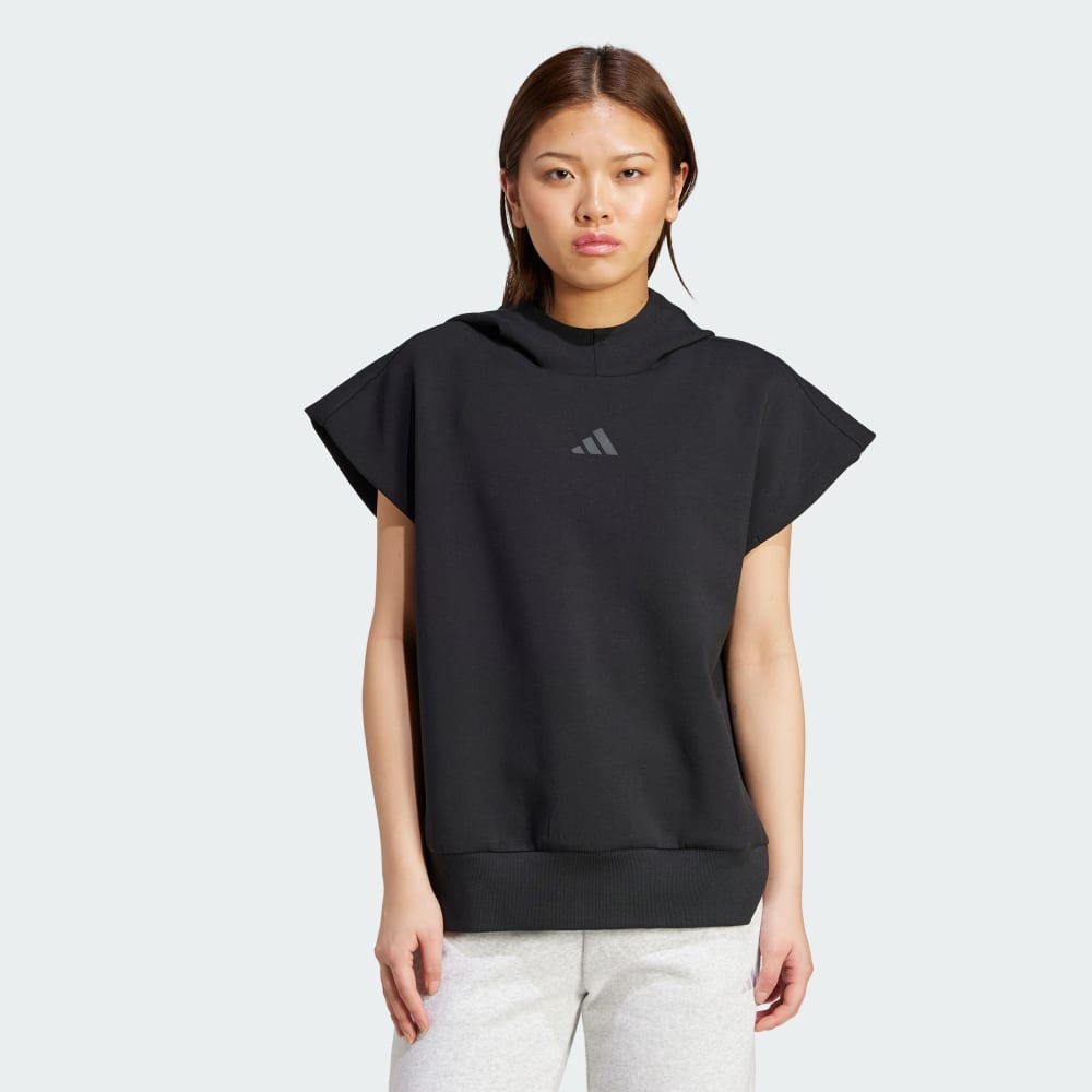 

Топ Adidas Soft Lux Loose Sleeveless Hoodie, черный