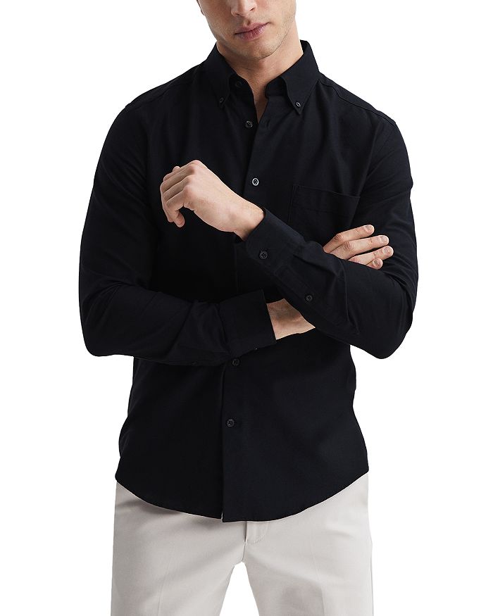 

Рубашка Greewich Button Down Slim Fit Oxford REISS, черный