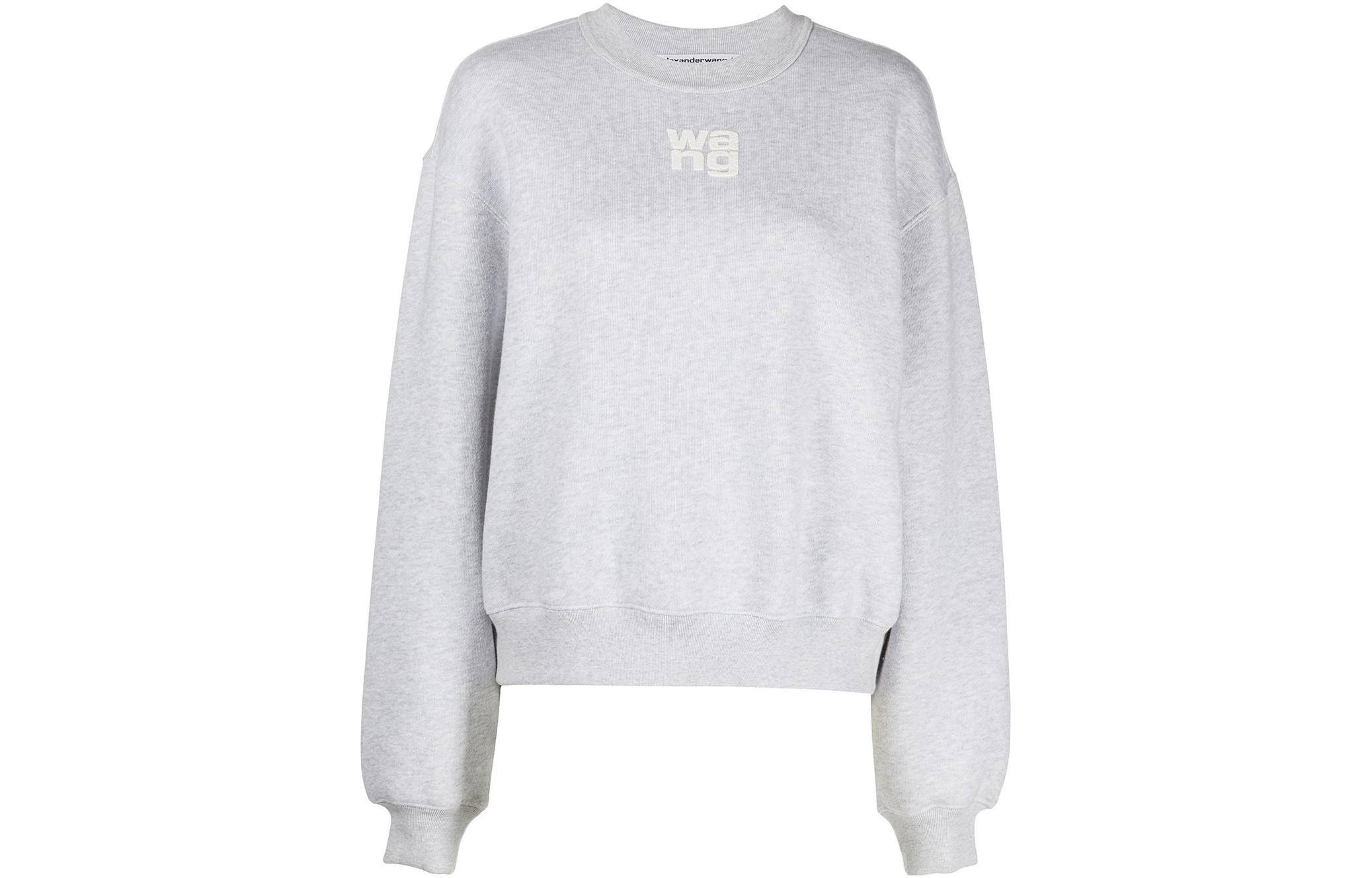 Футболка Essential Puff Logo с ворсовым свитшотом цвета хизер грей Alexander Wang, серый — фото 2