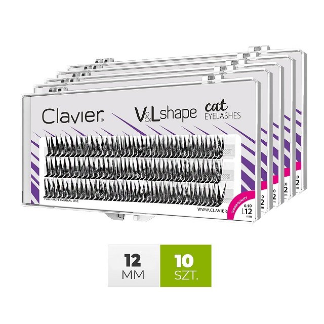 

Ресницы V&L Shape, кошачий изгиб ресниц L Clavier, для макияжа, 12 мм, упаковка 10 шт.