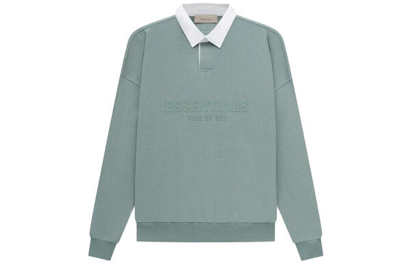 Рубашка ss23 waffle long sleeve polo shirt 'sycamore' Fear Of God Essentials, синий — фото 2