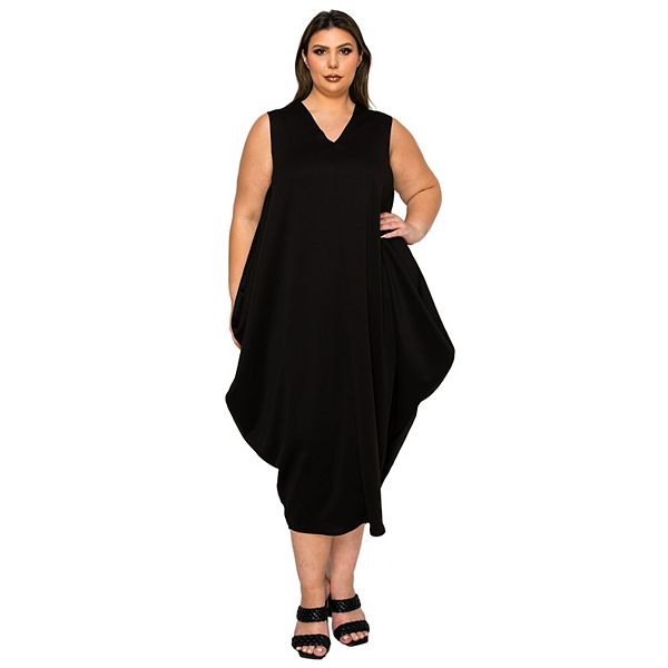 

Платье Plus size с рукавом клевер и подолом пузырь L I V D, Black