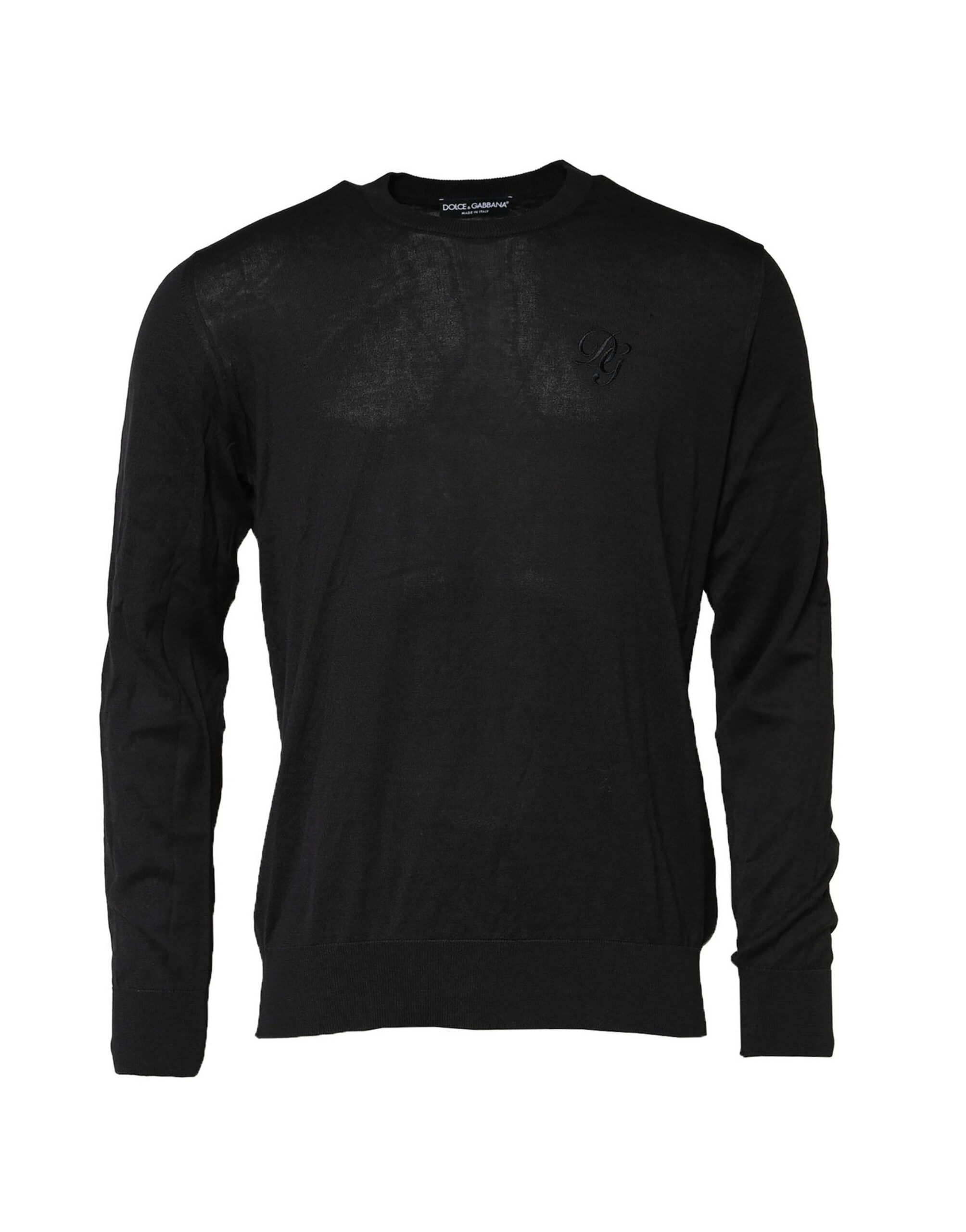 Черный хлопковый свитер с логотипом DG для мужчин Dolce & Gabbana, Black