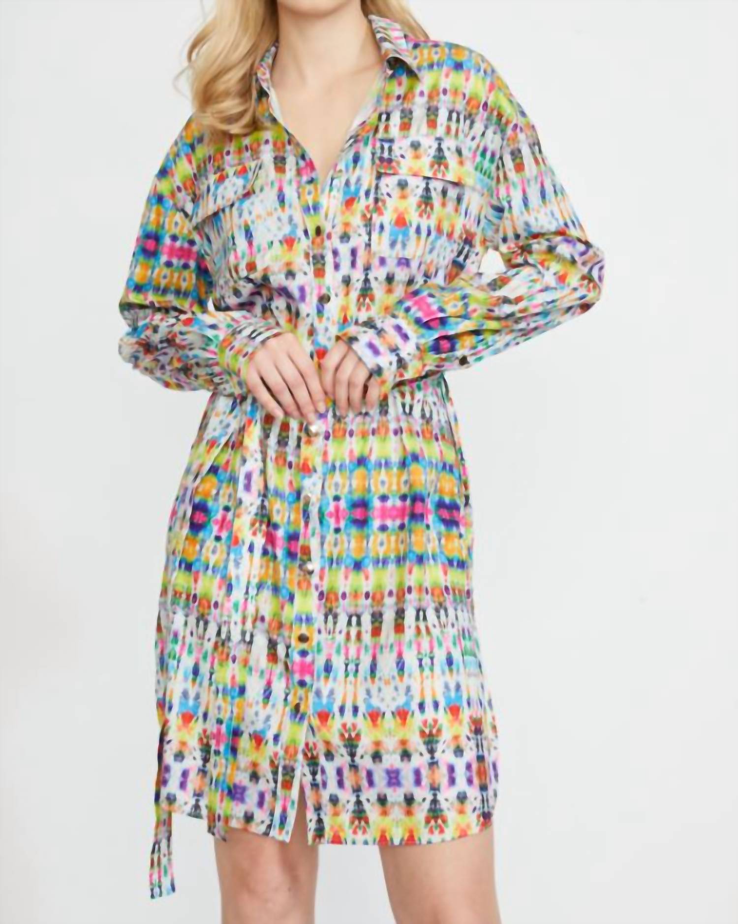 

Рубашка-платье с отложным воротником в технике шибори Stellah, Shibori