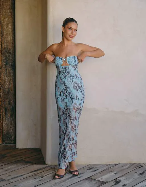 

Синее мульти-платье макси с блестками South Beach X Liv Silverman