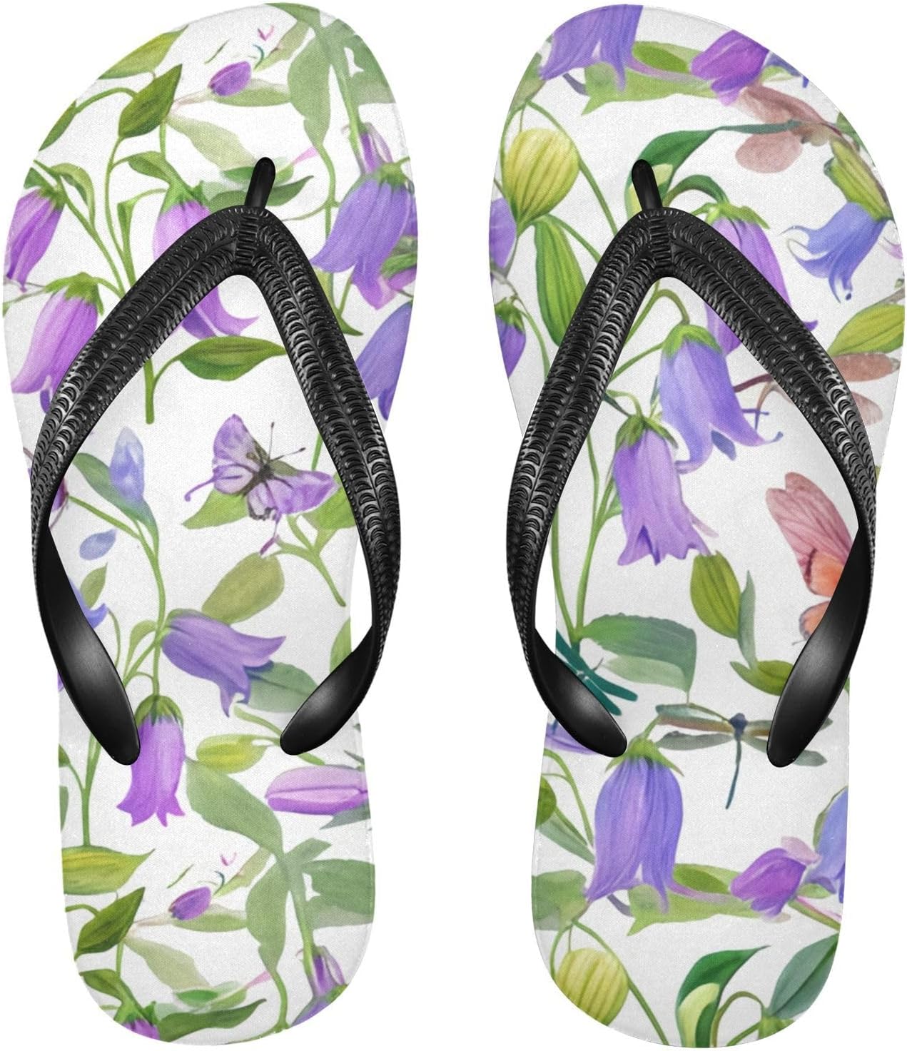 

Сине-фиолетовые шлепанцы с цветочным узором в виде бабочек, пляжные сандалии-вьетнамки, резинескользящие летние тапочки для мужчин и женщин Sinestour
