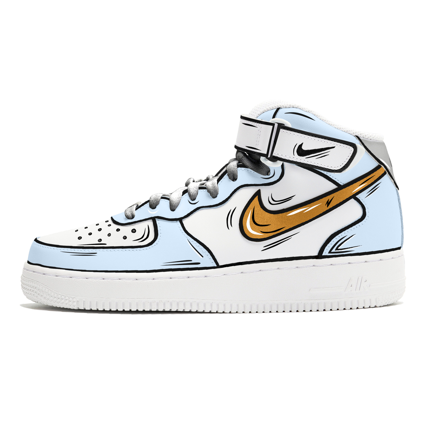 

Nike Кроссовки Air Force 1 Coverage противоскользящие и износостойкие, средней высоты, для скейтбординга, мужские, белые, синие