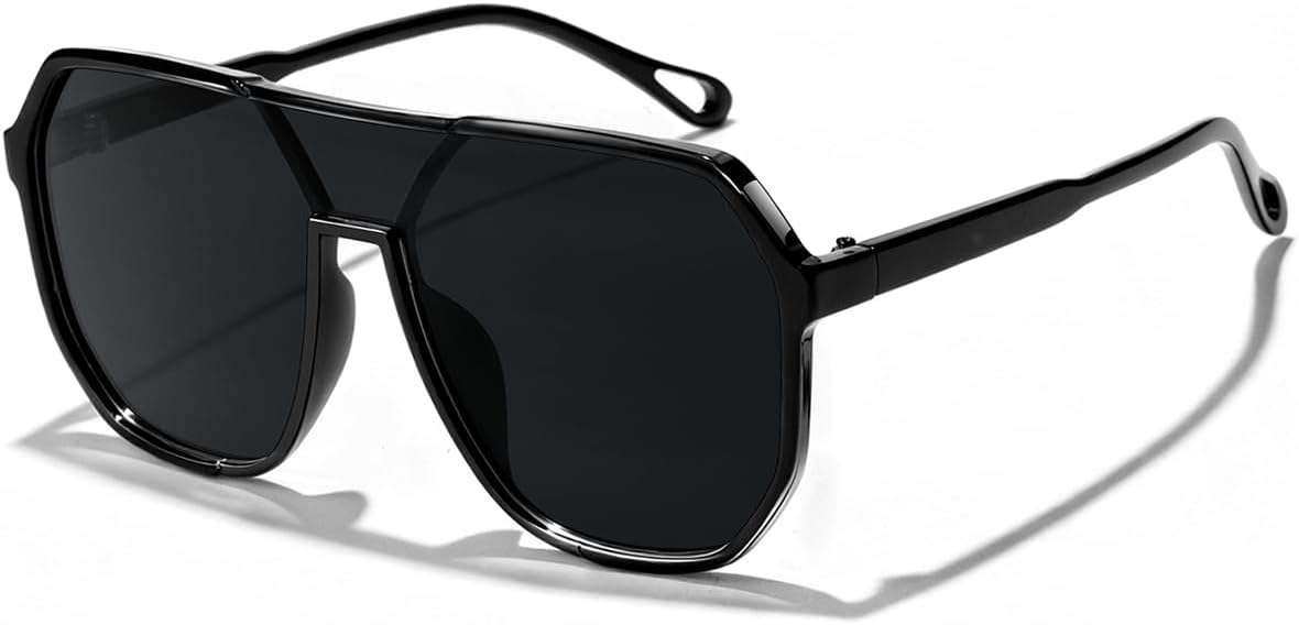 

Ретро-солнцезащитные очки-авиаторы большого размера для женщин и мужчин, винтажные модные солнцезащитные очки с большой квадратной оправой и защитой от УФ-излучения UV400 GFUIARA, Black