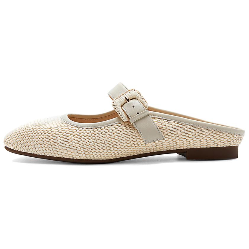 NINE WEST Женские плетеные тапочки с закрытым носком абрикосовые, цвет Apricot — фото 3