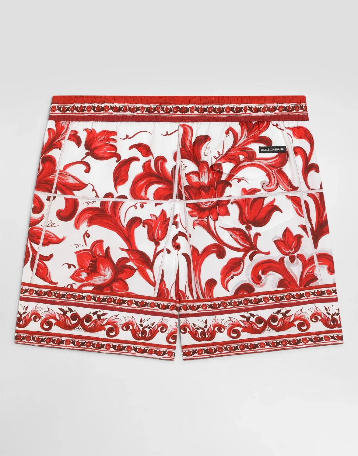 Нейлоновые шорты-боксеры с принтом майолики Dolce & Gabbana, бежевый — фото 2